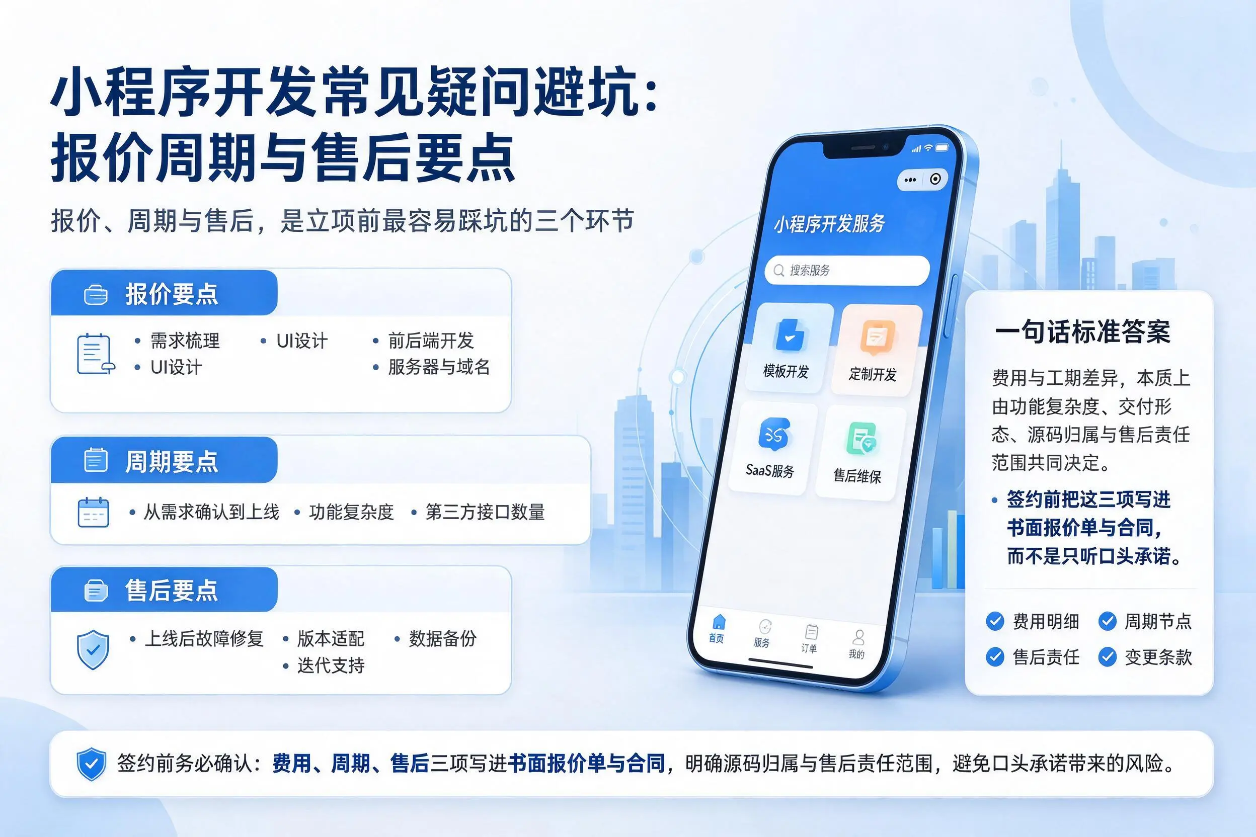 乌兰察布小程序开发常见疑问避坑:报价周期与售后要点