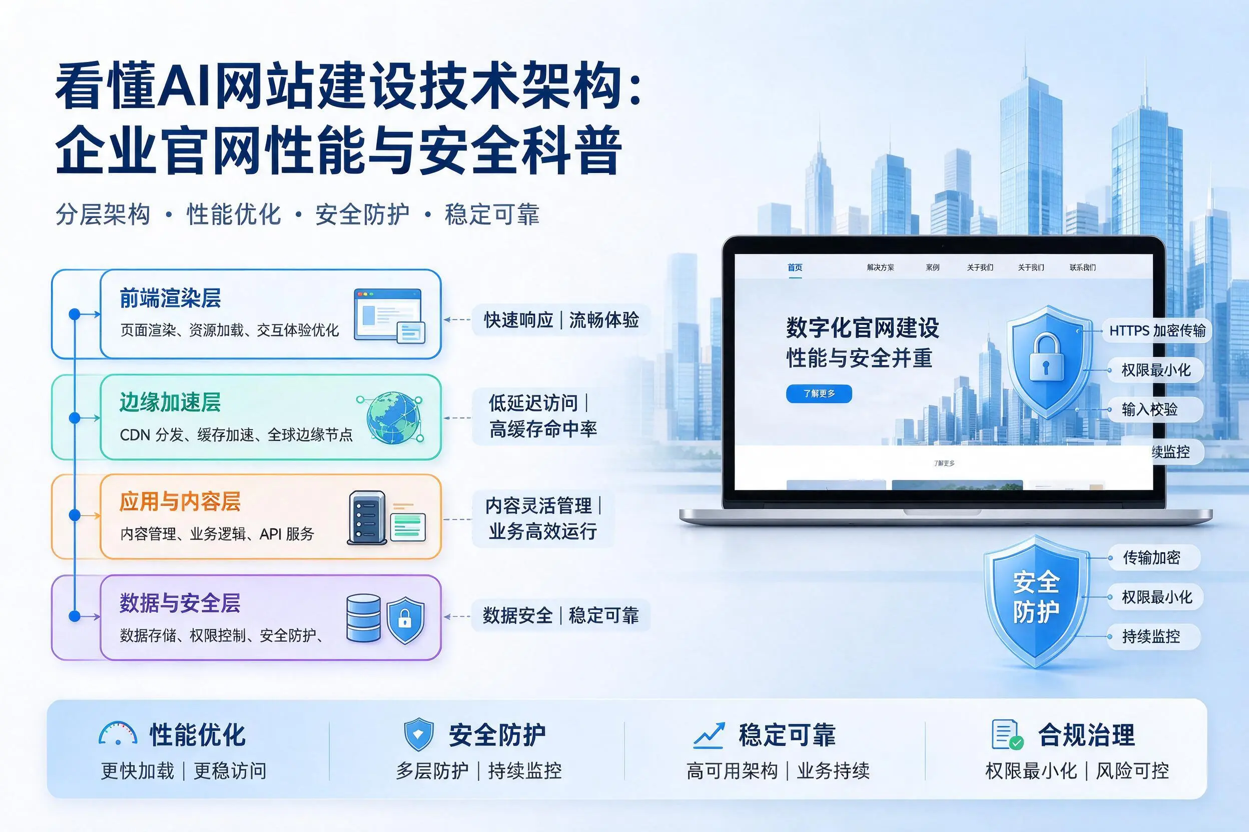 看懂AI网站建设技术架构：乌兰察布企业官网性能与安全科普