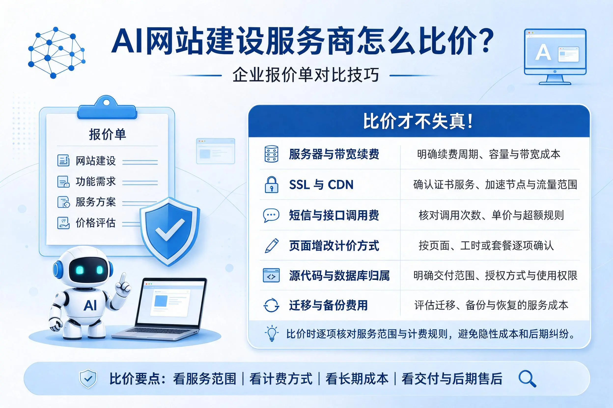 AI网站建设服务商怎么比价？乌兰察布企业报价单对比技巧