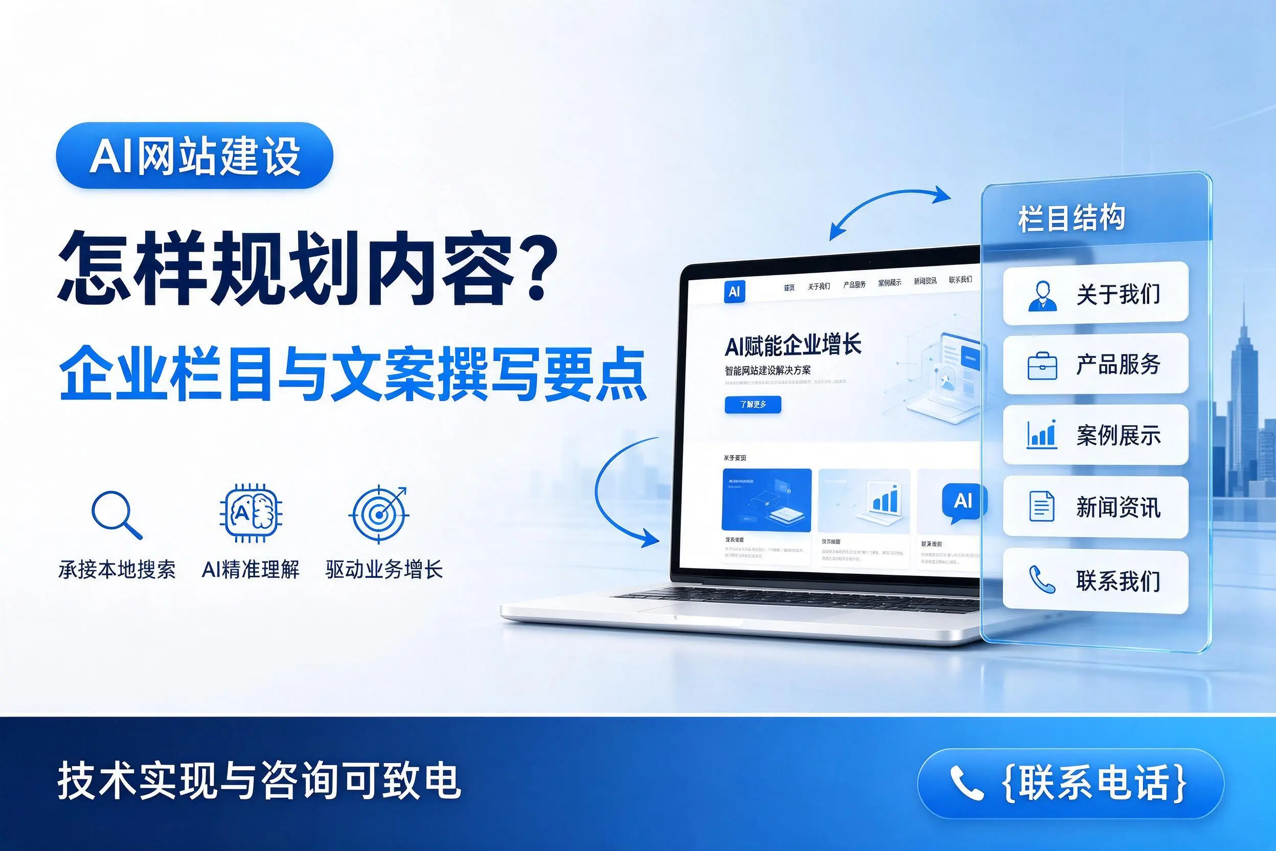 AI网站建设怎样规划内容？乌兰察布企业栏目与文案撰写要点